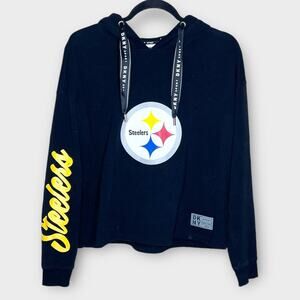 DKNY SPORT Pittsburgh Steelers NFL boxy black hoodie size small oversized fit